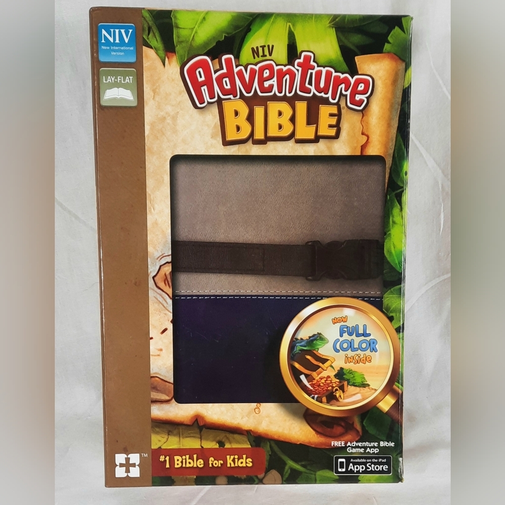 NIV Adventure Kids Bible Leathersoft Full Color Inside Gray Blue NEW With Box
